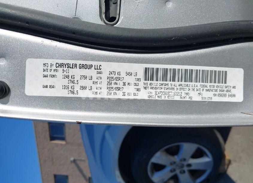 Photo 9 of 2012 Dodge Journey SXT (VIN 3C4PDCBG9CT161212)