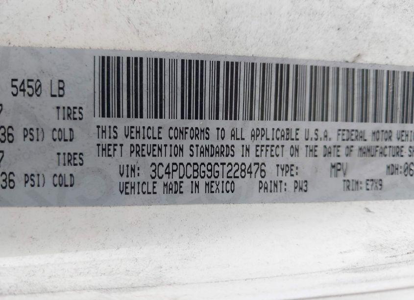 Photo 9 of 2016 Dodge Journey SXT (VIN 3C4PDCBG9GT228476)