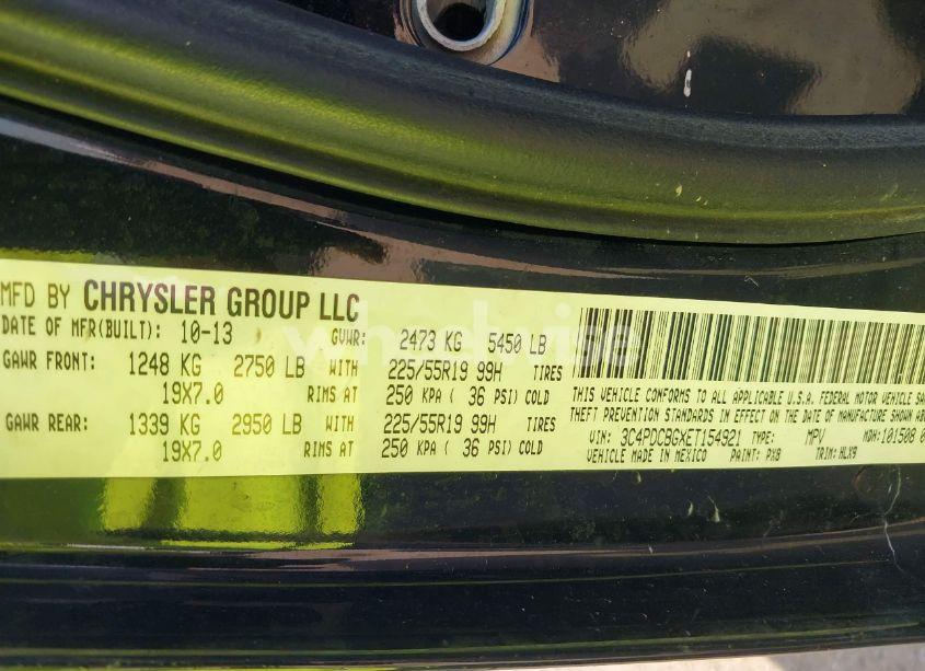 Photo 9 of 2014 Dodge Journey SXT (VIN 3C4PDCBGXET154921)