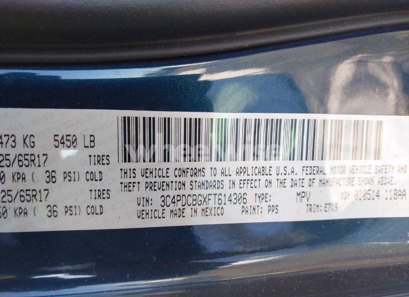 Photo 9 of 2015 Dodge Journey SXT (VIN 3C4PDCBGXFT614306)