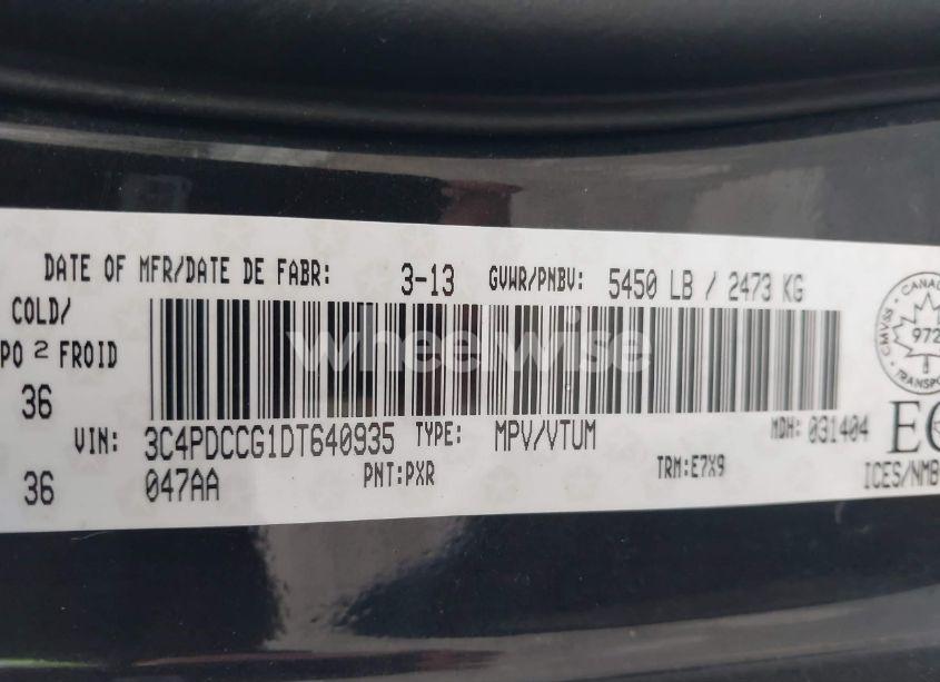 Photo 9 of 2013 Dodge Journey SXT/CREW (VIN 3C4PDCCG1DT640935)