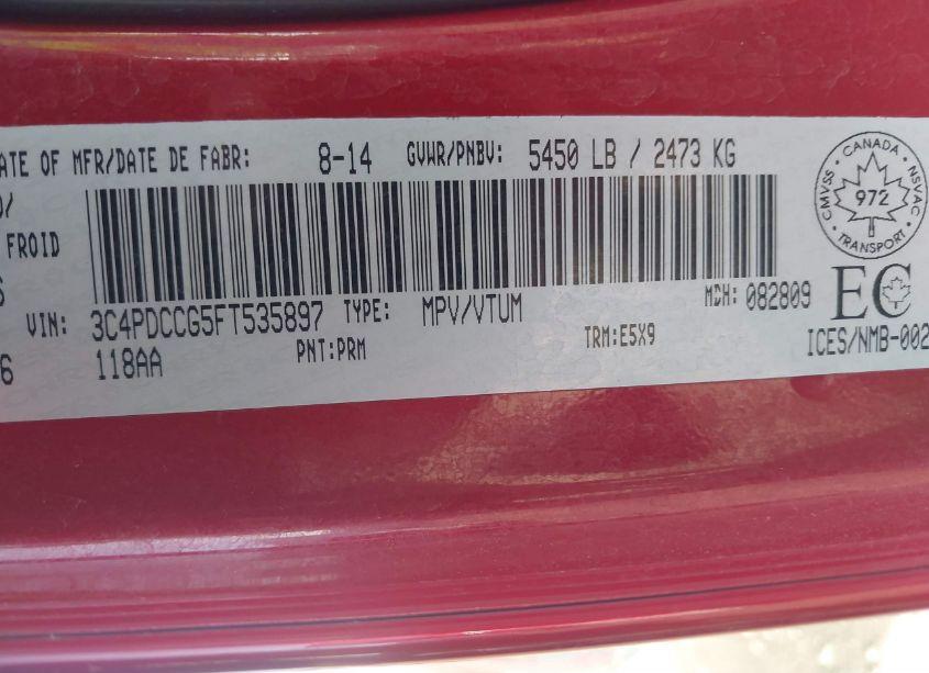 Photo 9 of 2015 Dodge Journey SXT (VIN 3C4PDCCG5FT535897)