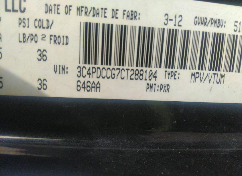 Photo 9 of 2012 Dodge Journey SXT CREW (VIN 3C4PDCCG7CT288104)