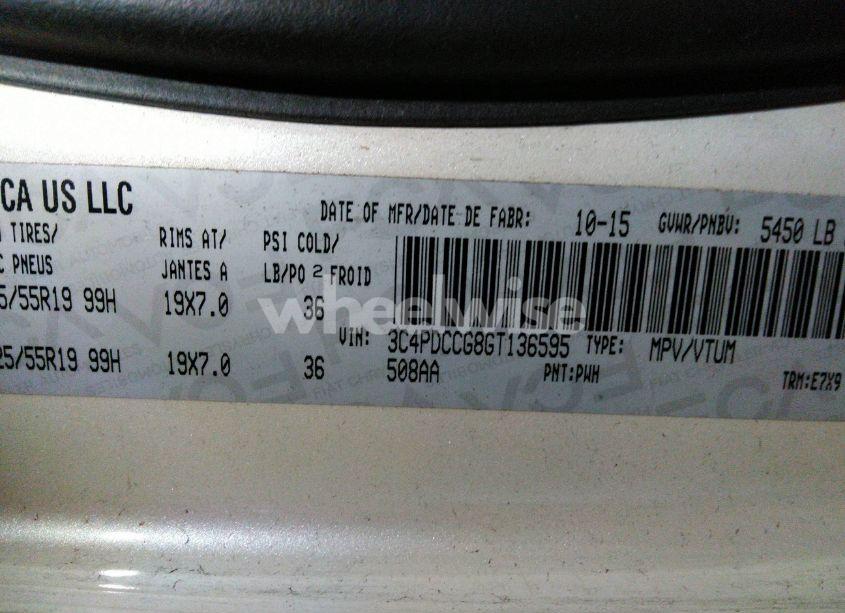 Photo 9 of 2016 Dodge Journey SXT/LIMITED (VIN 3C4PDCCG8GT136595)