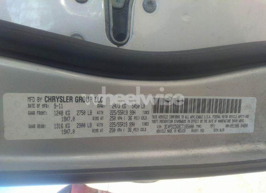 Photo 9 of 2012 Dodge Journey CREW (VIN 3C4PDCDG8CT185000)