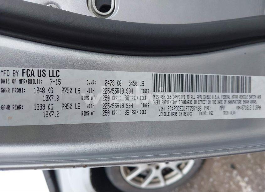 Photo 9 of 2015 Dodge Journey R/T (VIN 3C4PDCEG1FT737486)