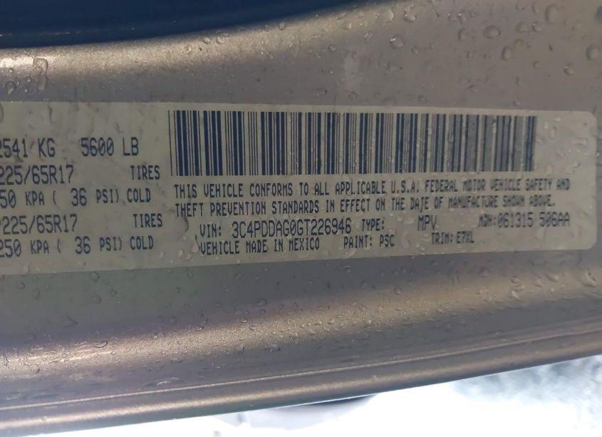 Photo 9 of 2016 Dodge Journey SE (VIN 3C4PDDAG0GT226946)