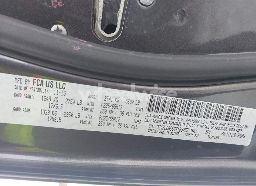 Photo 9 of 2016 Dodge Journey SE (VIN 3C4PDDAG6GT163755)