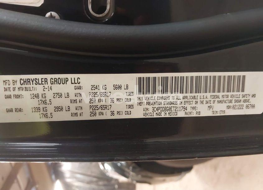 Photo 9 of 2014 Dodge Journey SXT (VIN 3C4PDDBG0ET211794)