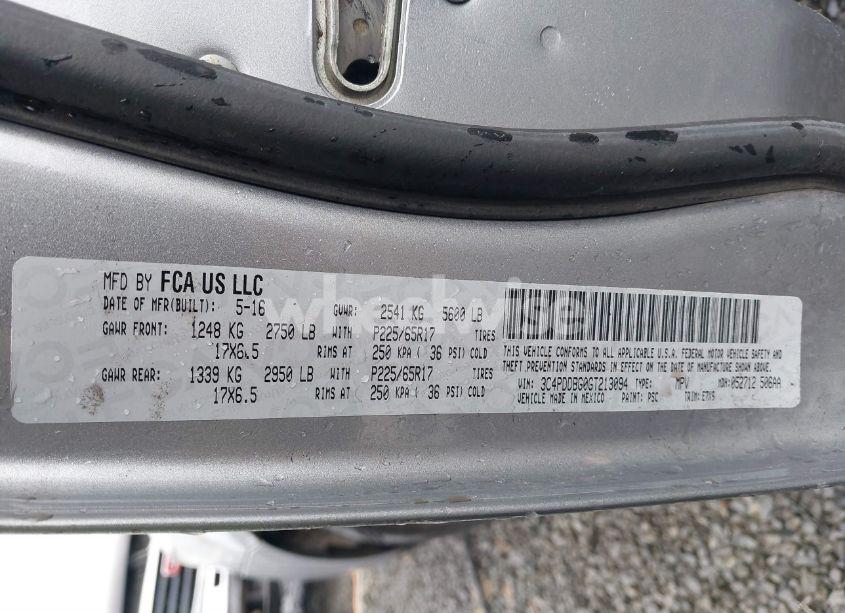 Photo 9 of 2016 Dodge Journey SXT (VIN 3C4PDDBG0GT213094)