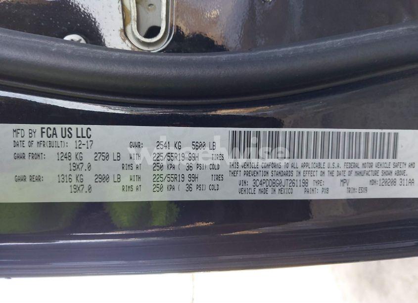 Photo 9 of 2018 Dodge Journey SXT AWD (VIN 3C4PDDBG0JT261198)