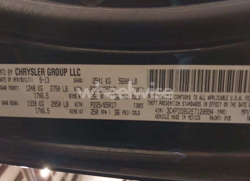 Photo 9 of 2014 Dodge Journey SXT (VIN 3C4PDDBG2ET120994)