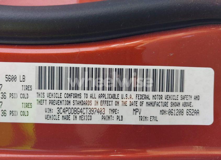 Photo 9 of 2012 Dodge Journey SXT (VIN 3C4PDDBG4CT397403)