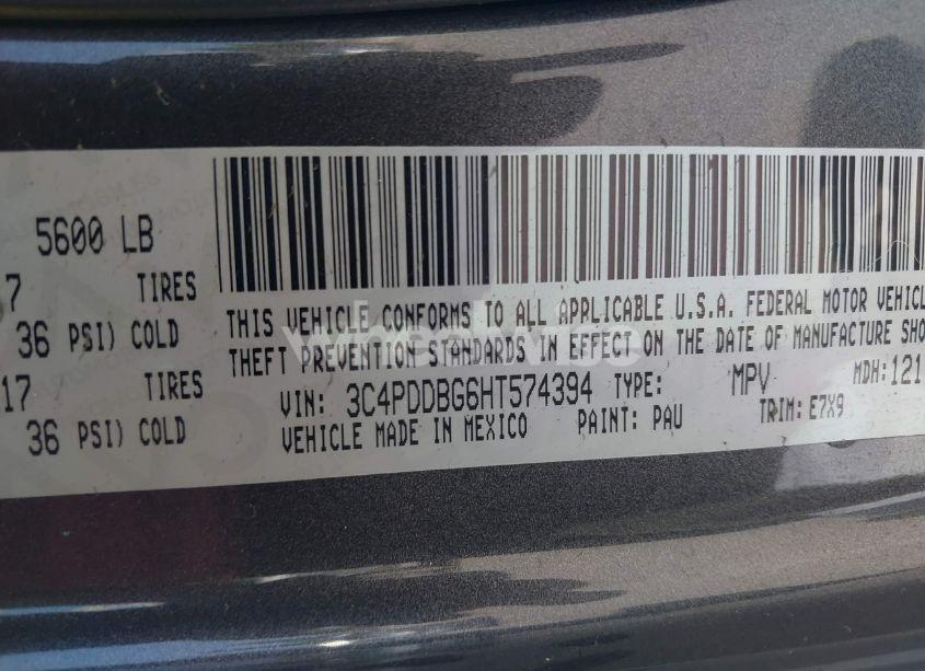 Photo 9 of 2017 Dodge Journey SXT AWD (VIN 3C4PDDBG6HT574394)