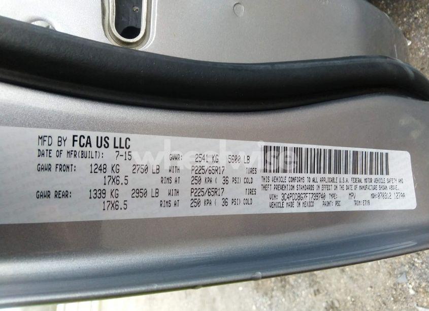 Photo 9 of 2015 Dodge Journey SXT (VIN 3C4PDDBG7FT739740)