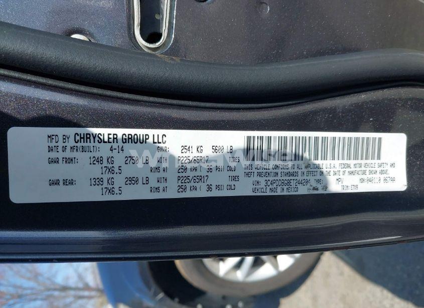 Photo 9 of 2014 Dodge Journey SXT (VIN 3C4PDDBG8ET244204)