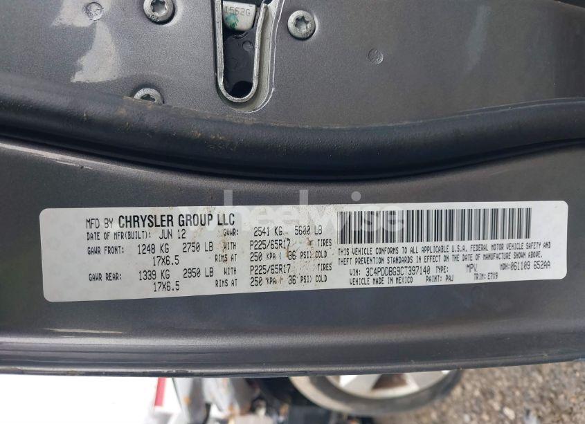 Photo 9 of 2012 Dodge Journey SXT (VIN 3C4PDDBG9CT397140)