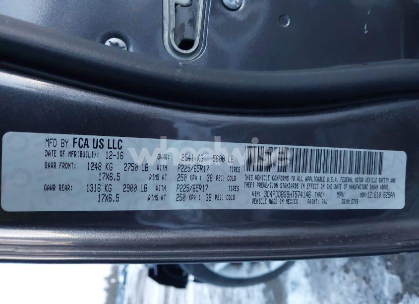 Photo 9 of 2017 Dodge Journey SXT AWD (VIN 3C4PDDBG9HT574146)