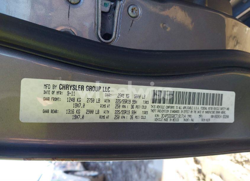 Photo 9 of 2012 Dodge Journey CREW (VIN 3C4PDDDG8CT181714)