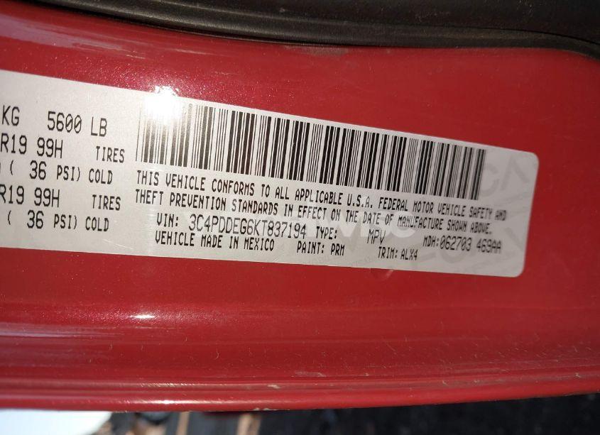 Photo 9 of 2019 Dodge Journey GT AWD (VIN 3C4PDDEG6KT837194)