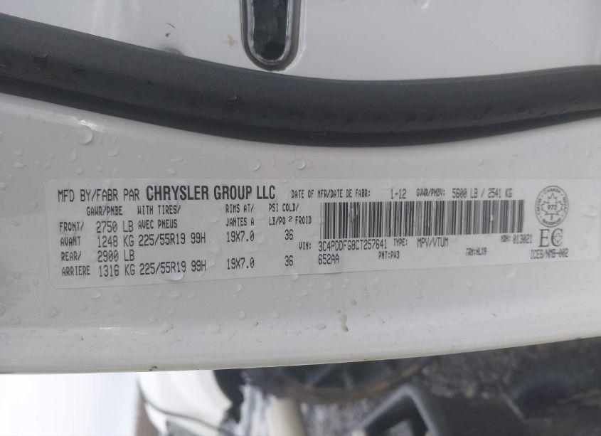 Photo 9 of 2012 Dodge Journey R/T (VIN 3C4PDDFG8CT257641)