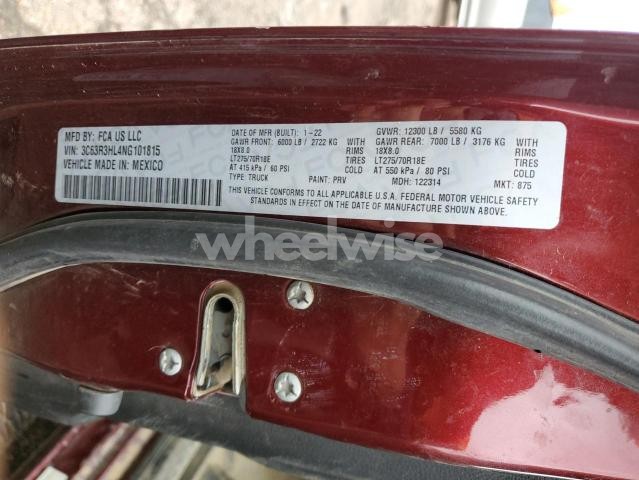 2022 RAM 3500 BIG HORN/LONE STAR (VIN 3C63R3HL4NG101815) main photo