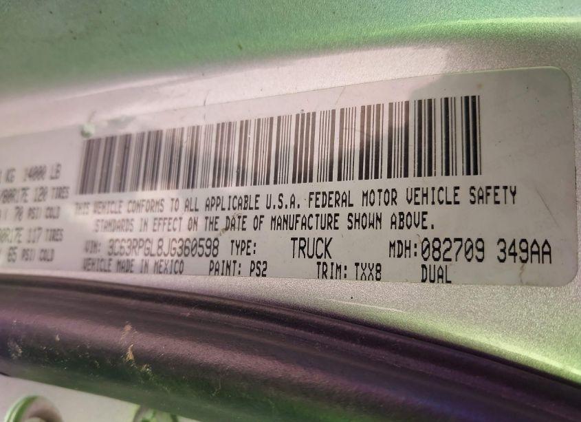 Photo 8 of 2018 Ram 3500 TRADESMAN 4X2 8' BOX (VIN 3C63RPGL8JG360598)