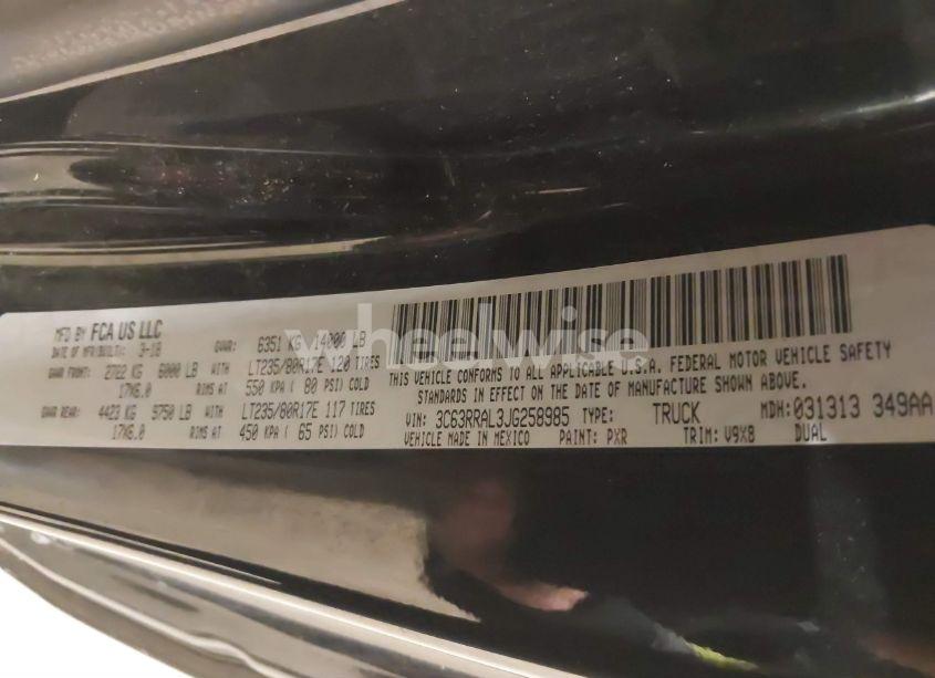 Photo 8 of 2018 Ram 3500 TRADESMAN 4X4 8' BOX (VIN 3C63RRAL3JG258985)