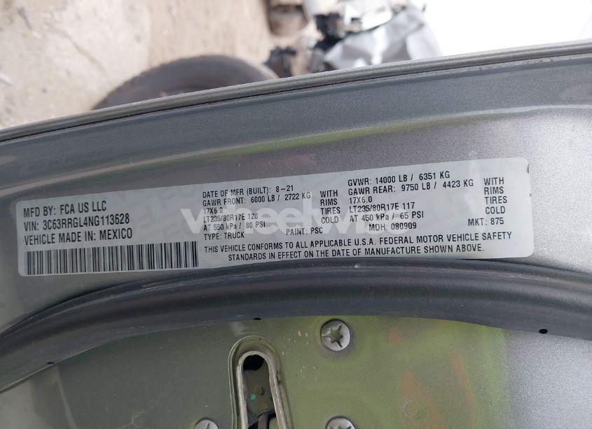 Photo 8 of 2022 Ram 3500 TRADESMAN 4X4 8' BOX (VIN 3C63RRGL4NG113628)
