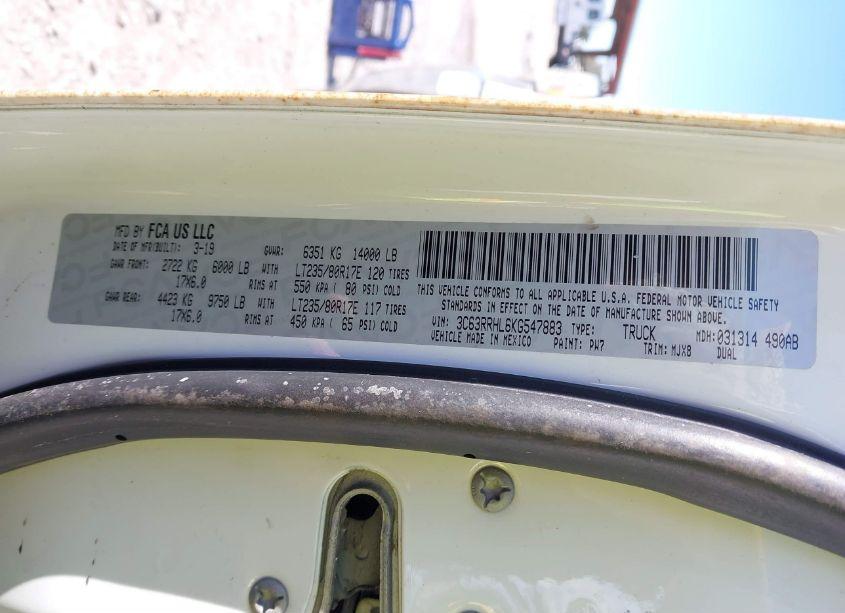 Photo 8 of 2019 Ram 3500 BIG HORN 4X4 8' BOX (VIN 3C63RRHL6KG547883)