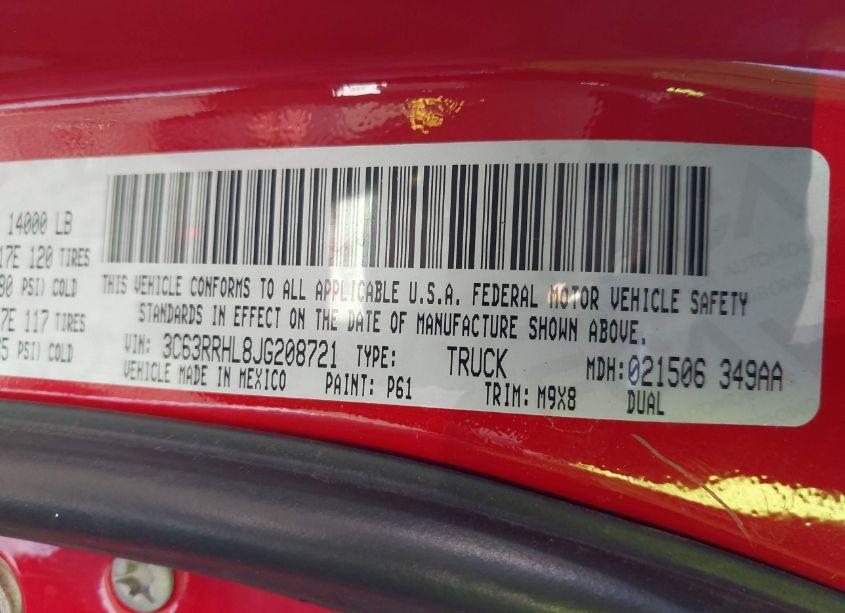 Photo 8 of 2018 Ram 3500 BIG HORN 4X4 8' BOX (VIN 3C63RRHL8JG208721)