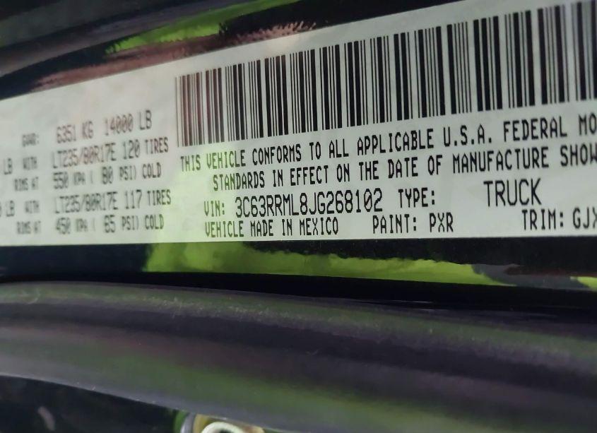 Photo 8 of 2018 Ram 3500 LARAMIE MEGA CAB 4X4 6'4 BOX (VIN 3C63RRML8JG268102)
