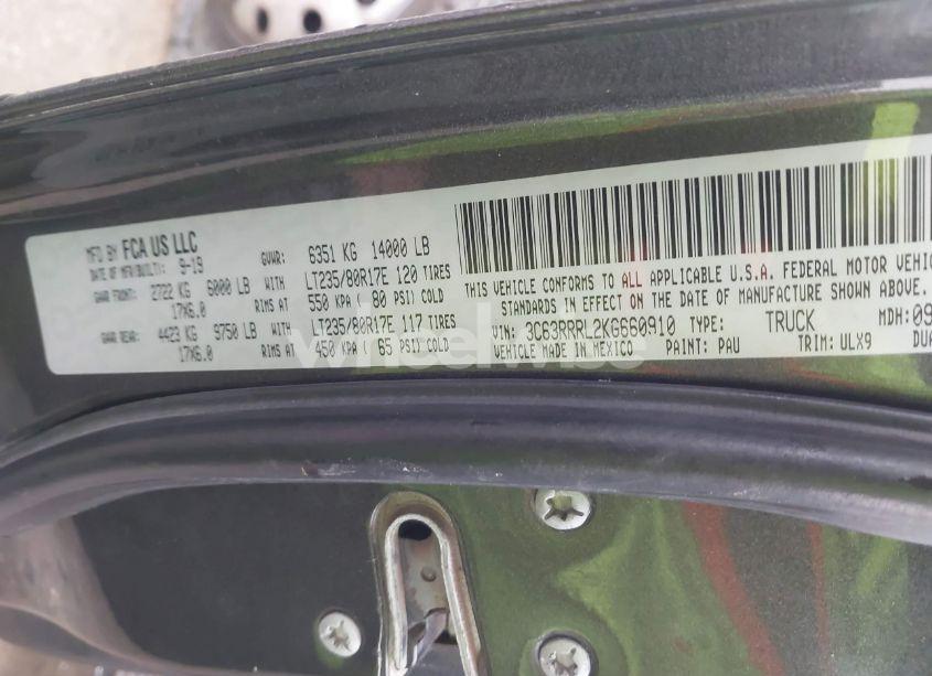 Photo 9 of 2019 Ram 3500 LIMITED 4X4 8' BOX (VIN 3C63RRRL2KG660910)