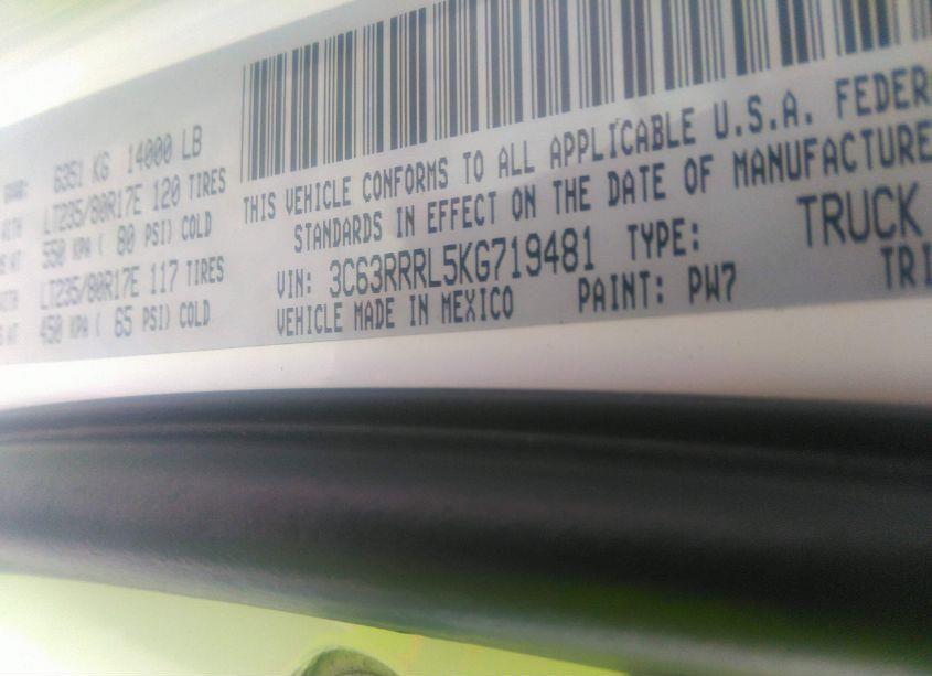 Photo 9 of 2019 Ram 3500 LIMITED 4X4 8' BOX (VIN 3C63RRRL5KG719481)