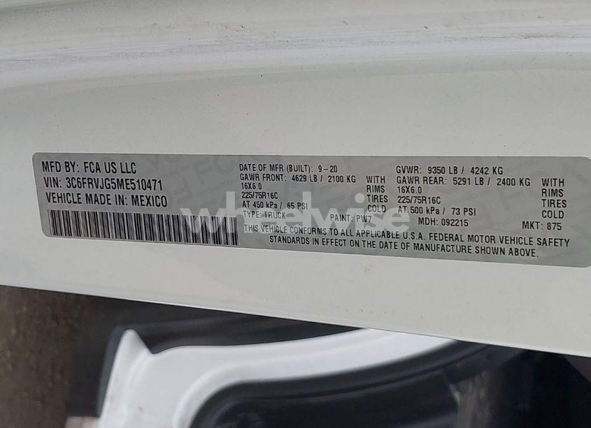 Photo 9 of 2021 Ram Promaster 3500 CARGO VAN HIGH ROOF 159 WB EXT (VIN 3C6FRVJG5ME510471)