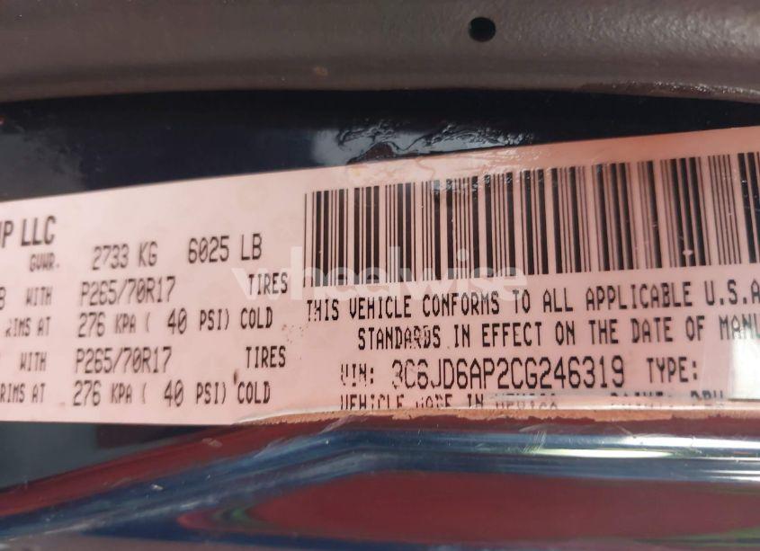 Photo 9 of 2012 Ram 1500 ST (VIN 3C6JD6AP2CG246319)