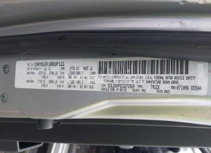 Photo 9 of 2012 Ram 1500 ST (VIN 3C6JD6AP9CG272920)