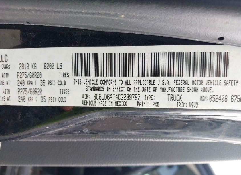 Photo 9 of 2012 Ram 1500 ST (VIN 3C6JD6AT4CG239787)