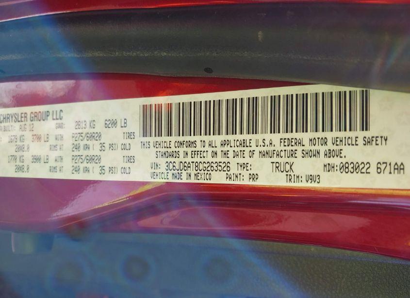 Photo 9 of 2012 Ram 1500 ST (VIN 3C6JD6AT8CG263526)