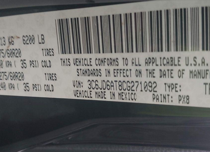 Photo 9 of 2012 Ram 1500 ST (VIN 3C6JD6AT8CG271092)