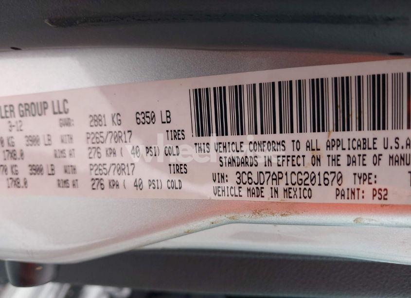 Photo 9 of 2012 Ram 1500 ST (VIN 3C6JD7AP1CG201670)