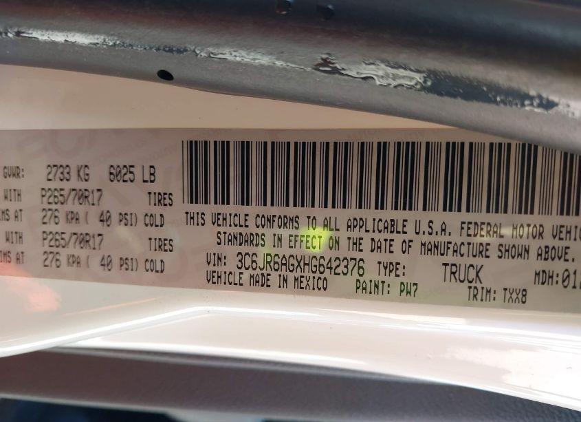 Photo 9 of 2017 Ram 1500 TRADESMAN 4X2 6'4 BOX (VIN 3C6JR6AGXHG642376)