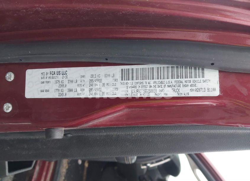 Photo 9 of 2016 Ram 1500 SPORT (VIN 3C6JR6CT1GG258818)