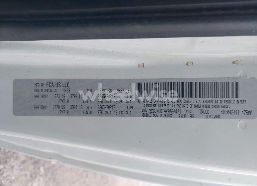 Photo 8 of 2019 Ram 1500 CLASSIC TRADESMAN 4X2 8' BOX (VIN 3C6JR6DT4KG564161)