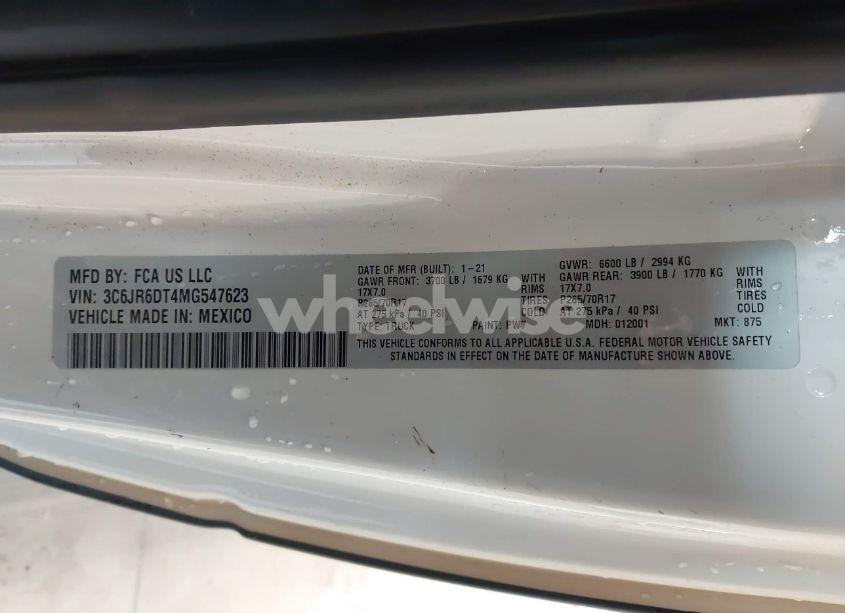 Photo 9 of 2021 Ram 1500 CLASSIC TRADESMAN 4X2 8' BOX (VIN 3C6JR6DT4MG547623)