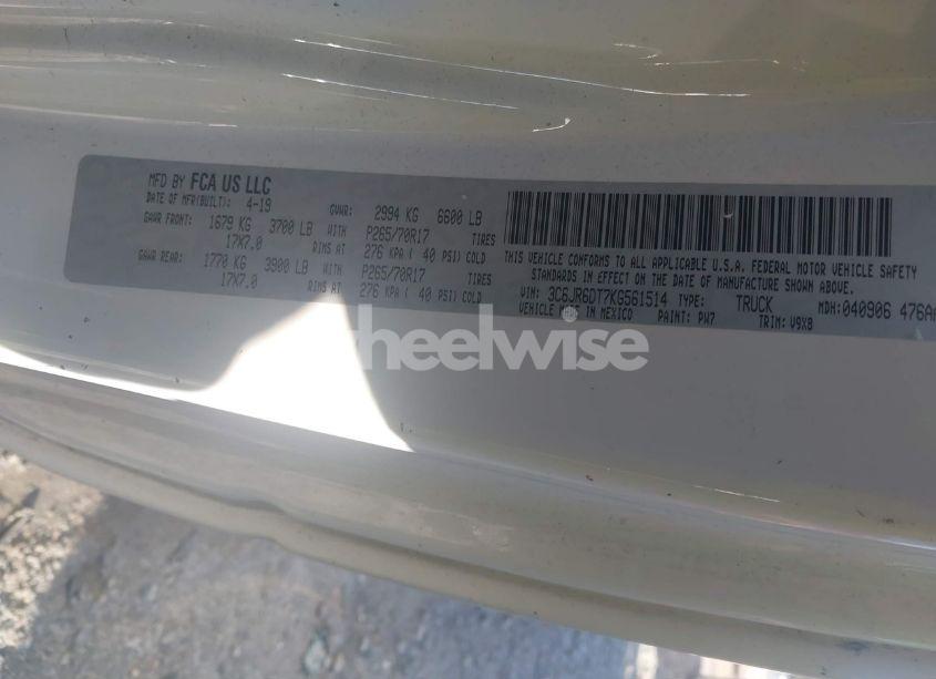 Photo 9 of 2019 Ram 1500 CLASSIC TRADESMAN 4X2 8' BOX (VIN 3C6JR6DT7KG561514)