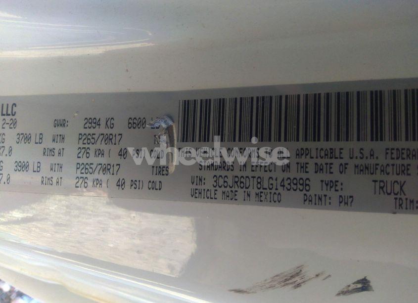 Photo 9 of 2020 Ram 1500 CLASSIC TRADESMAN 4X2 8' BOX (VIN 3C6JR6DT8LG143996)