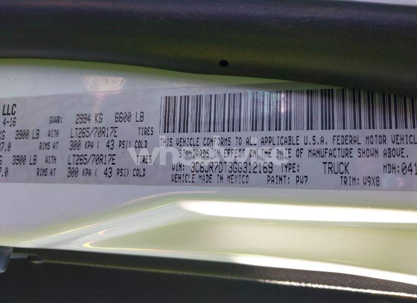 Photo 9 of 2016 Ram 1500 TRADESMAN (VIN 3C6JR7DT3GG312169)