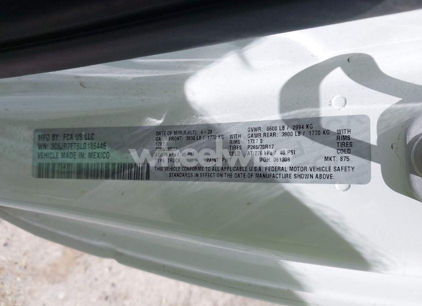 Photo 9 of 2020 Ram 1500 CLASSIC SLT 4X4 8' BOX (VIN 3C6JR7ET6LG186446)