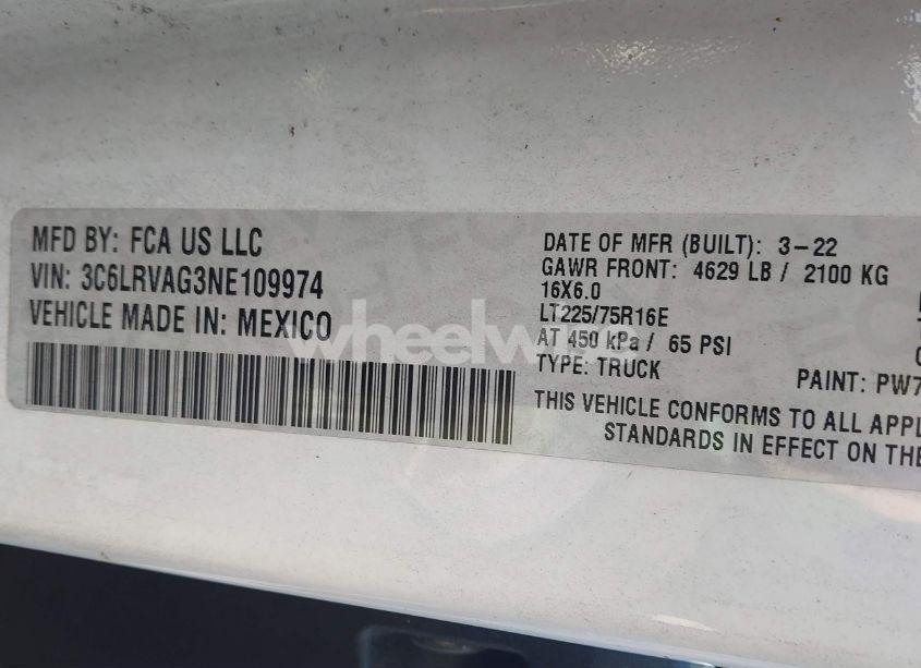 Photo 9 of 2022 Ram Promaster 1500 LOW ROOF 136 WB (VIN 3C6LRVAG3NE109974)